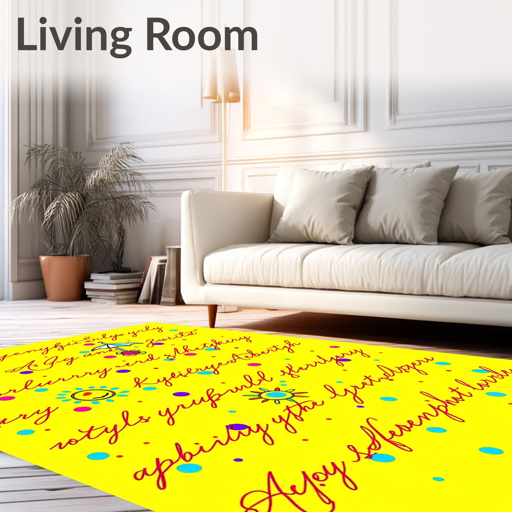 Cute Yellow Polka Dot Sun Umbrellas Rug