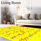 Cute Yellow Polka Dot Sun Umbrellas Rug