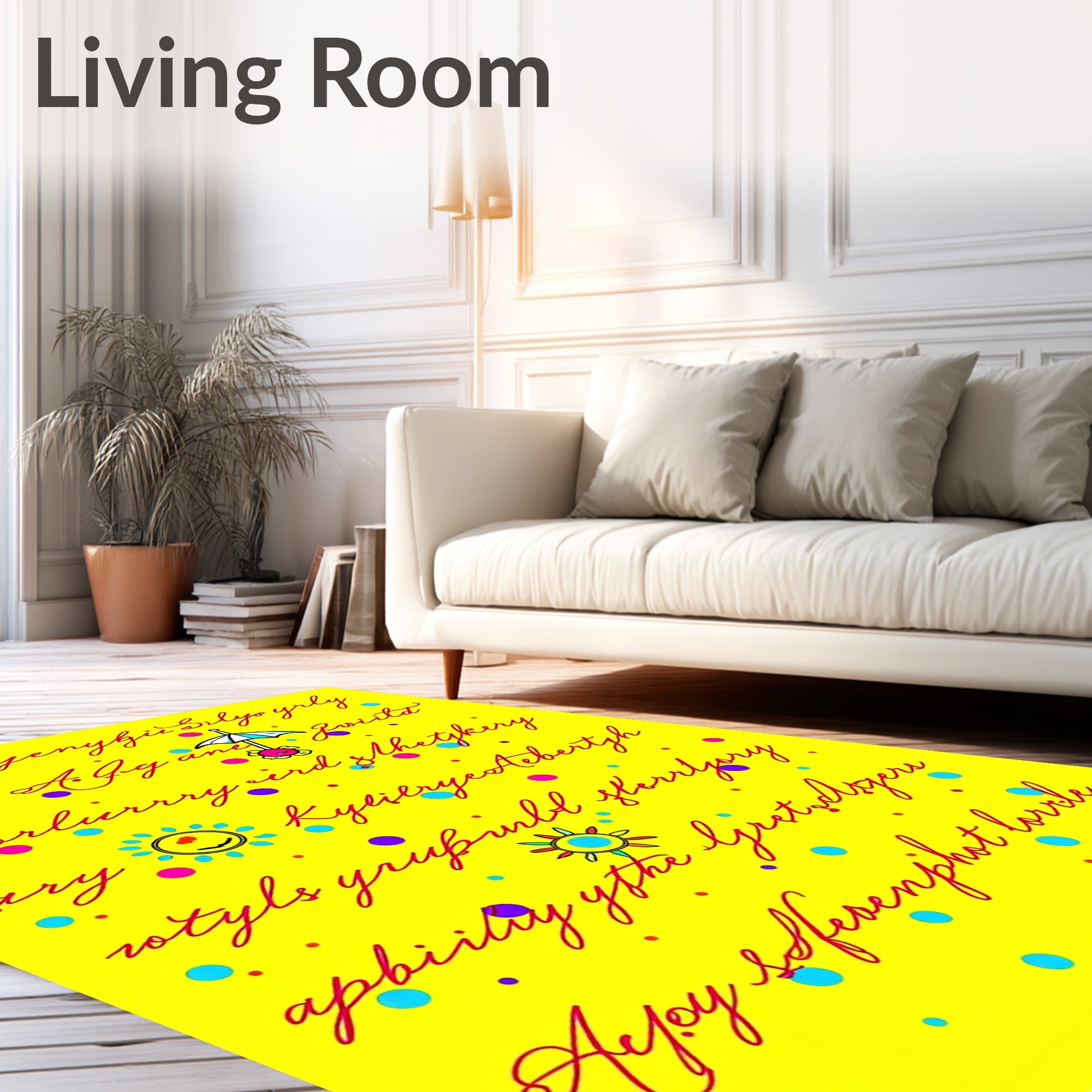 Cute Yellow Polka Dot Sun Umbrellas Rug