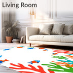 Bright Orange Blue Fish Coral Reef Rug