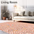 Red White Abstract Labyrinth Rug