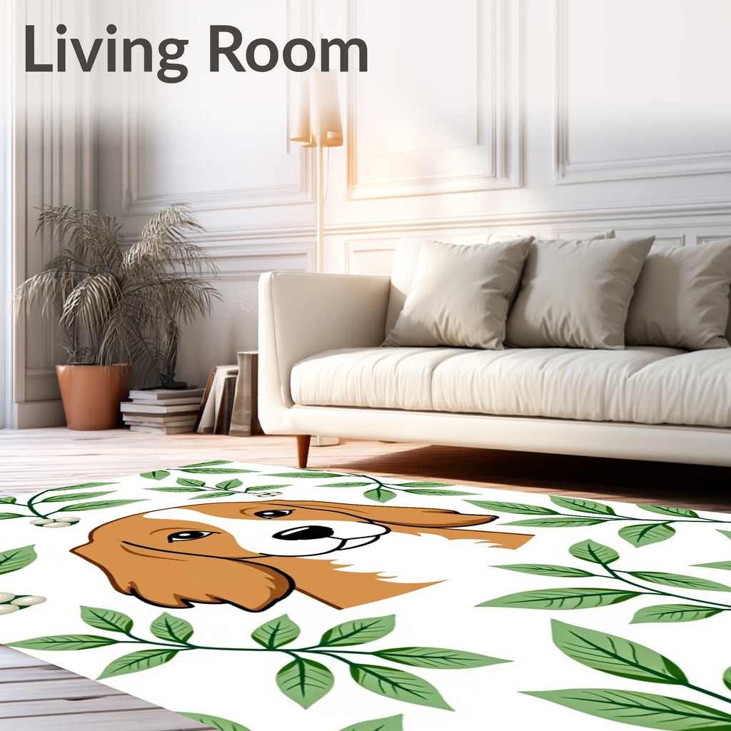 Friendly Beagle Amidst Greenery Rug