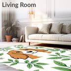 Friendly Beagle Amidst Greenery Rug