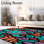 Oceanic Turtle Vibrant Coral Swirls Rug