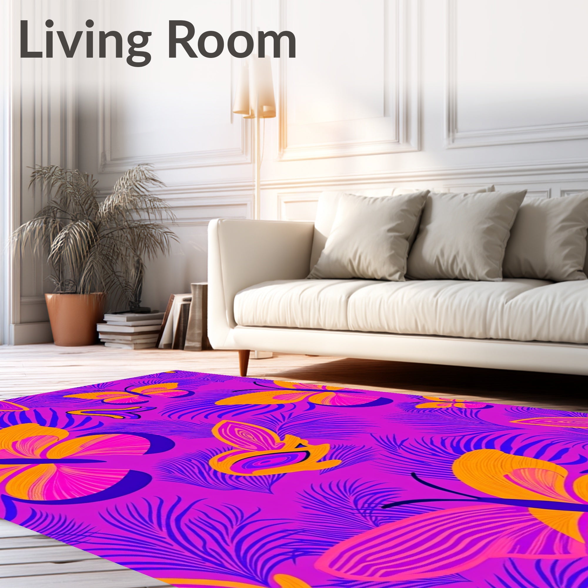 Vibrant Butterfly Foliage Abstraction Rug