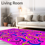 Vibrant Pink Swirls And Lines Rug