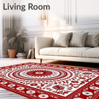 Crimson White Intricate Floral Medallion Rug