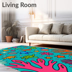 Playful Underwater Sea Creature Coral Collection Rug