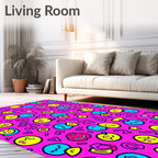 Whimsical Pink Cartoon Collage Rug