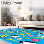 Playful Ocean Alphabet Penguins Fish Rug