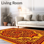 Ornate Red and Gold Floral Rug