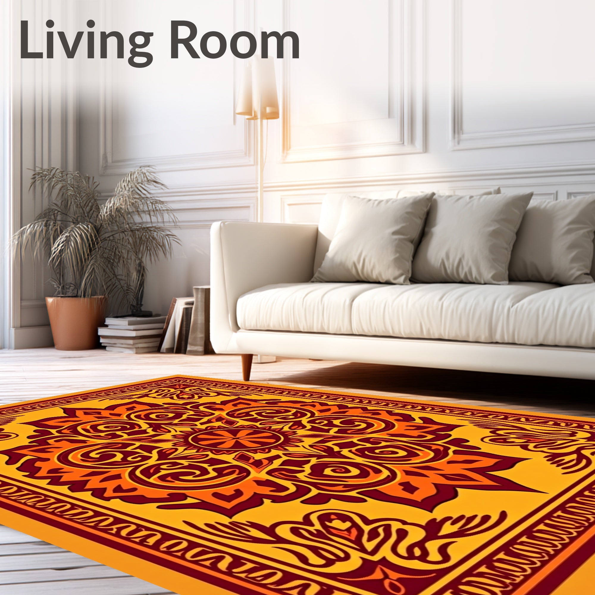 Ornate Red and Gold Floral Rug