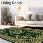 Emerald Gold Ornate Medallion Rug