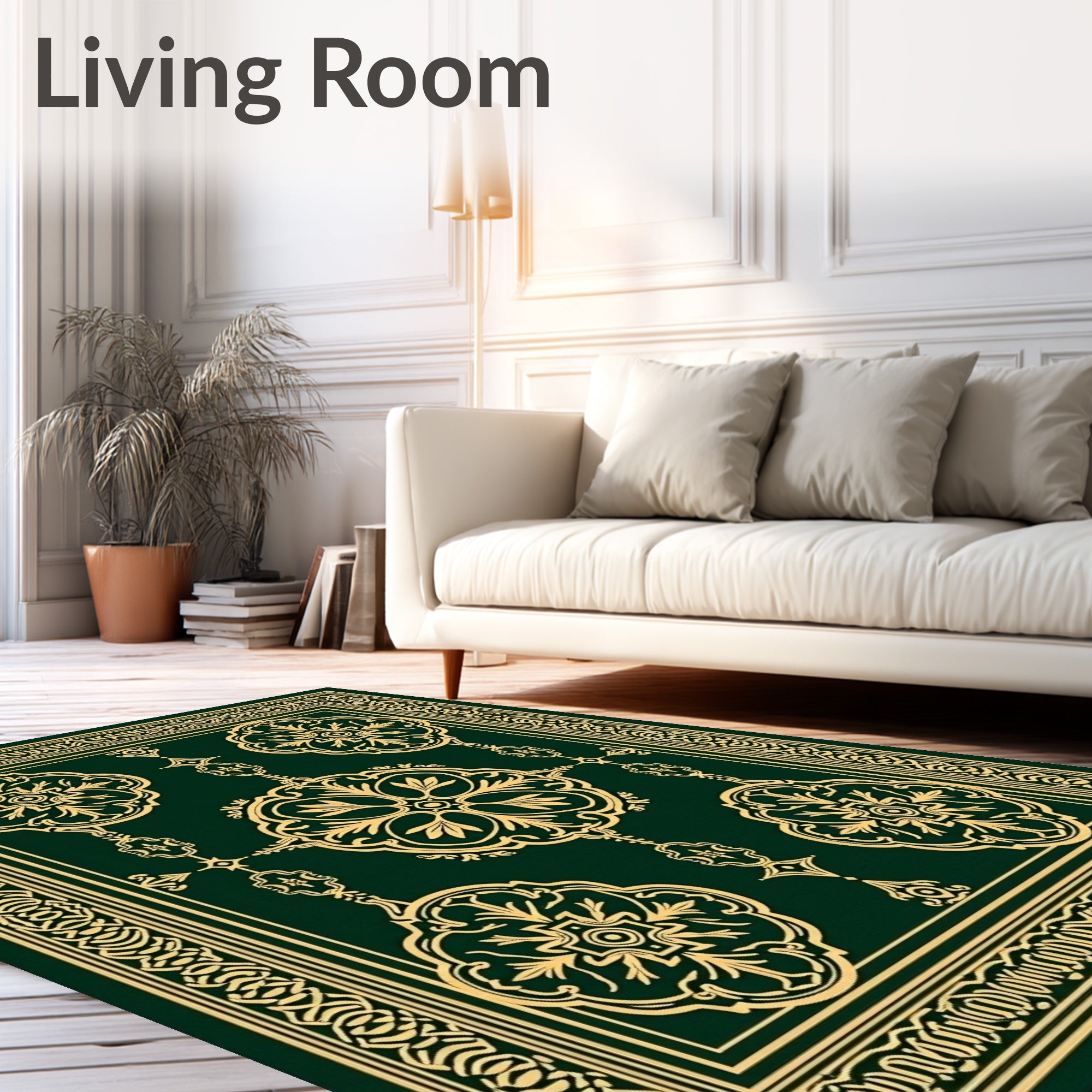 Emerald Gold Ornate Medallion Rug