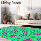 Vibrant Pink Starburst Swirls Rug