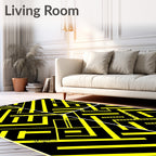 Bold Yellow Geometric Maze Rug
