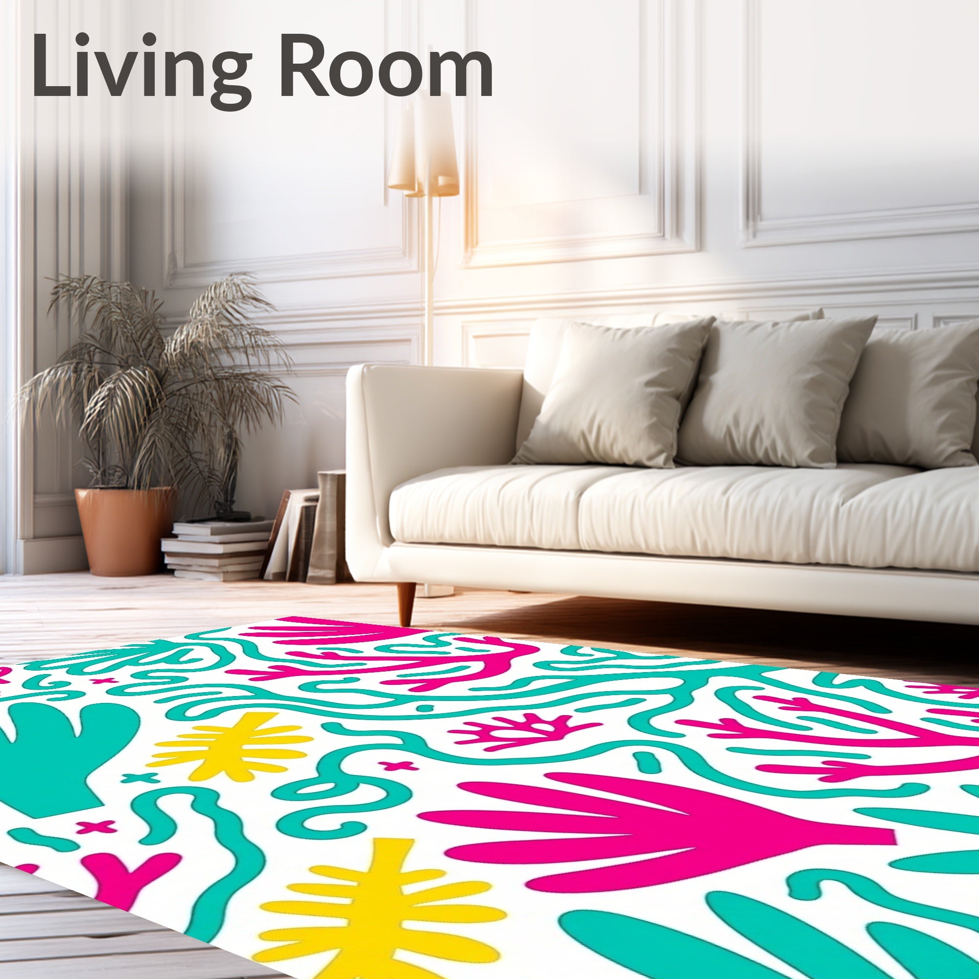 Abstract Coral Reef shapes Teal Pink Rug
