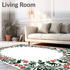 Emerald Green Floral Border Rug