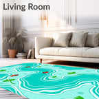 Playful Orange Fish Aquatic Waves Rug