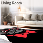Sleek Black Pug Red Bowtie Glasses Rug
