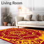 Crimson Yellow Mandala Sunburst Rug