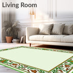 Verdant green floral border accent Rug