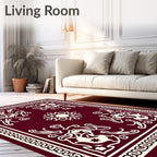 Crimson Ivory Floral Frame Rug