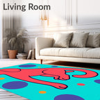 Coral Dog and Circles Contemporary Art Rug