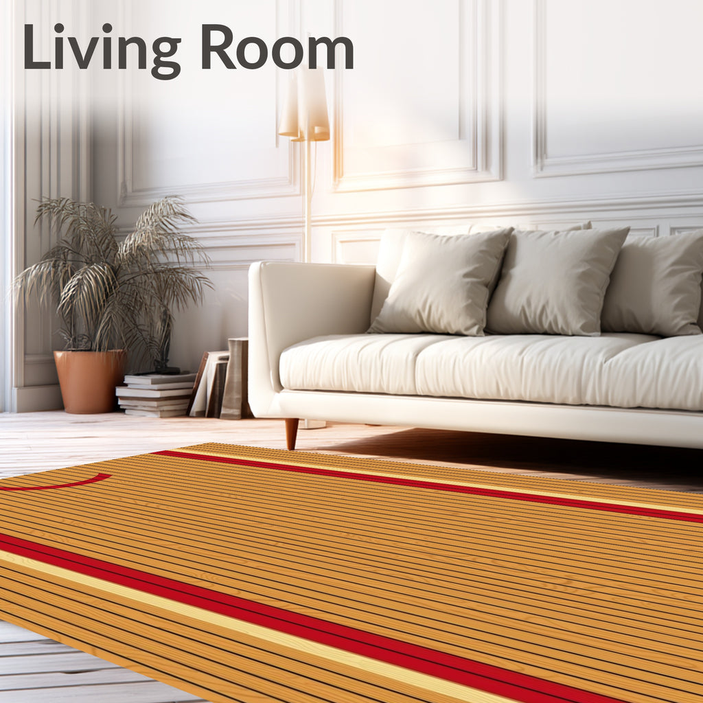 Natural Wood Striped Court Rug