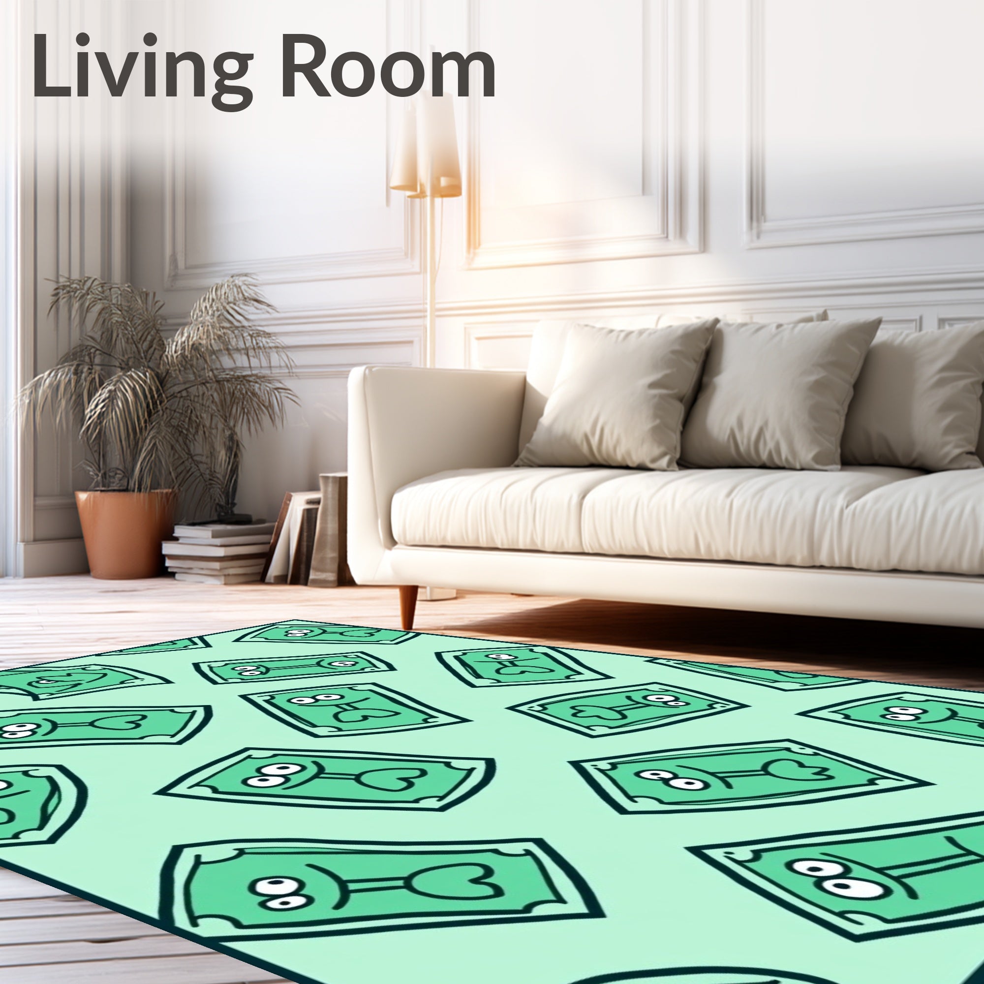 Green Funny Money Dollar Bill Repeat Rug
