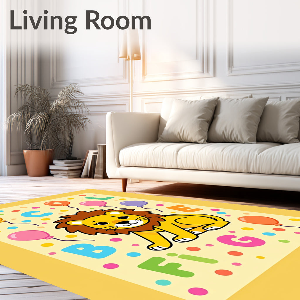 Cute Lion Balloons Confetti Fun Rug
