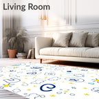 Whimsical Blue Starry Sky Animals Rug