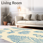 Exotic Giraffe Lion Jungle Foliage Rug