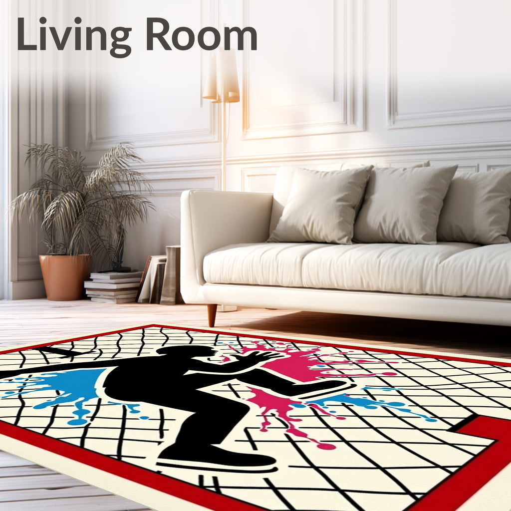 Athletic Runner Splash Black Crimson Rug