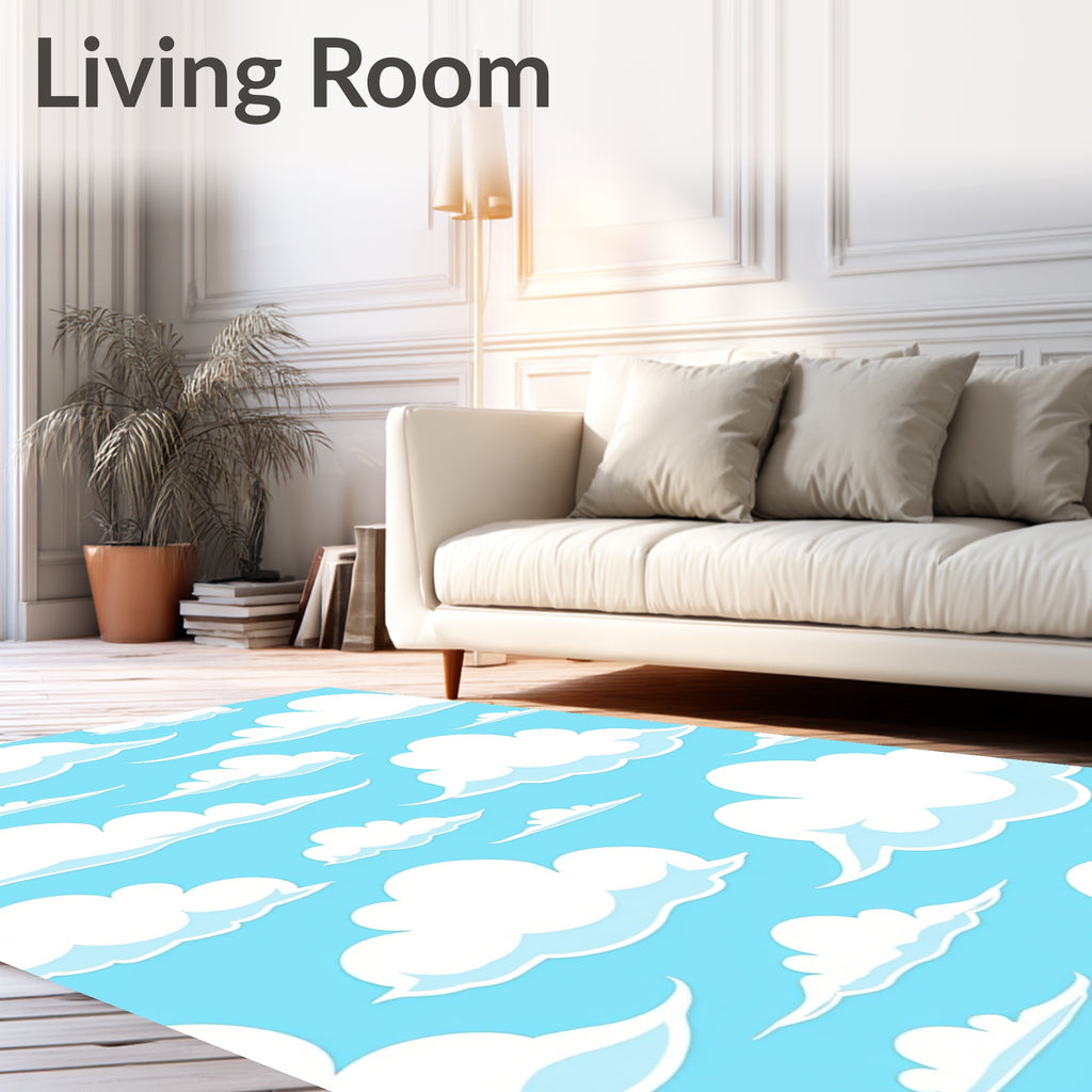 Whimsical White Clouds Gentle Sky Rug
