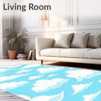 Whimsical White Clouds Gentle Sky Rug
