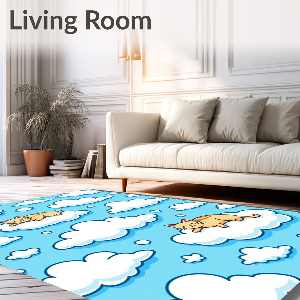 Whimsical Cat Clouds Sleepy Sky Rug