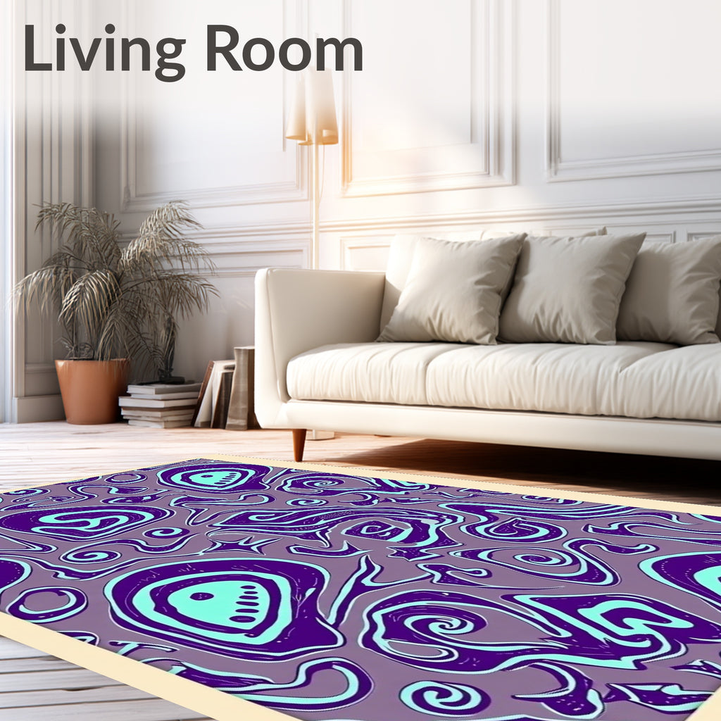 Purple Aqua Organic Swirls Rug