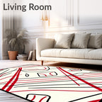 Red Black Abstract Scribble Lines Rug