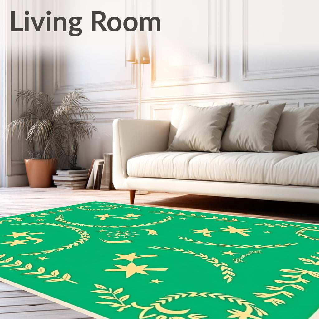 Golden Stars Laurel Wreath Garden Rug