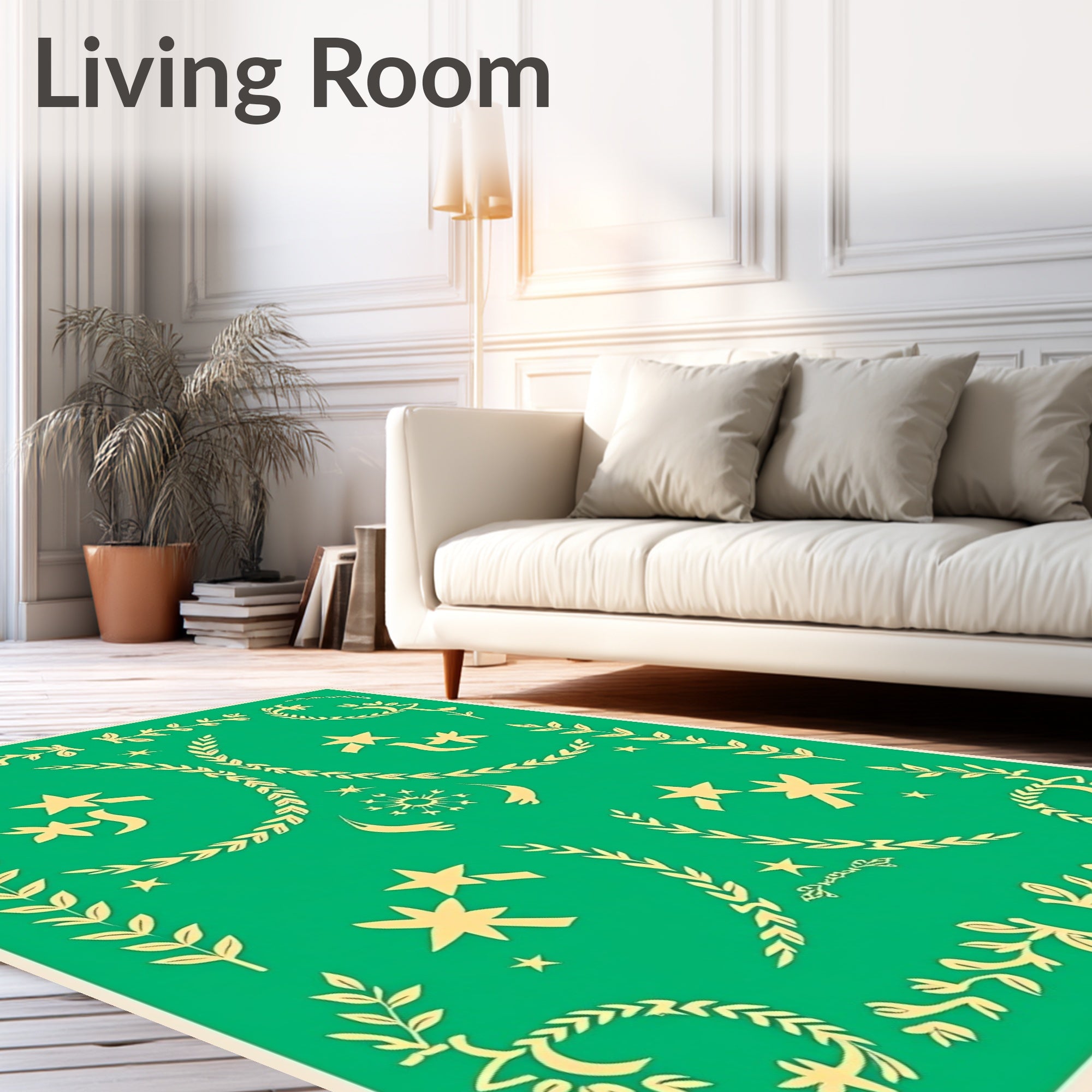 Golden Stars Laurel Wreath Garden Rug