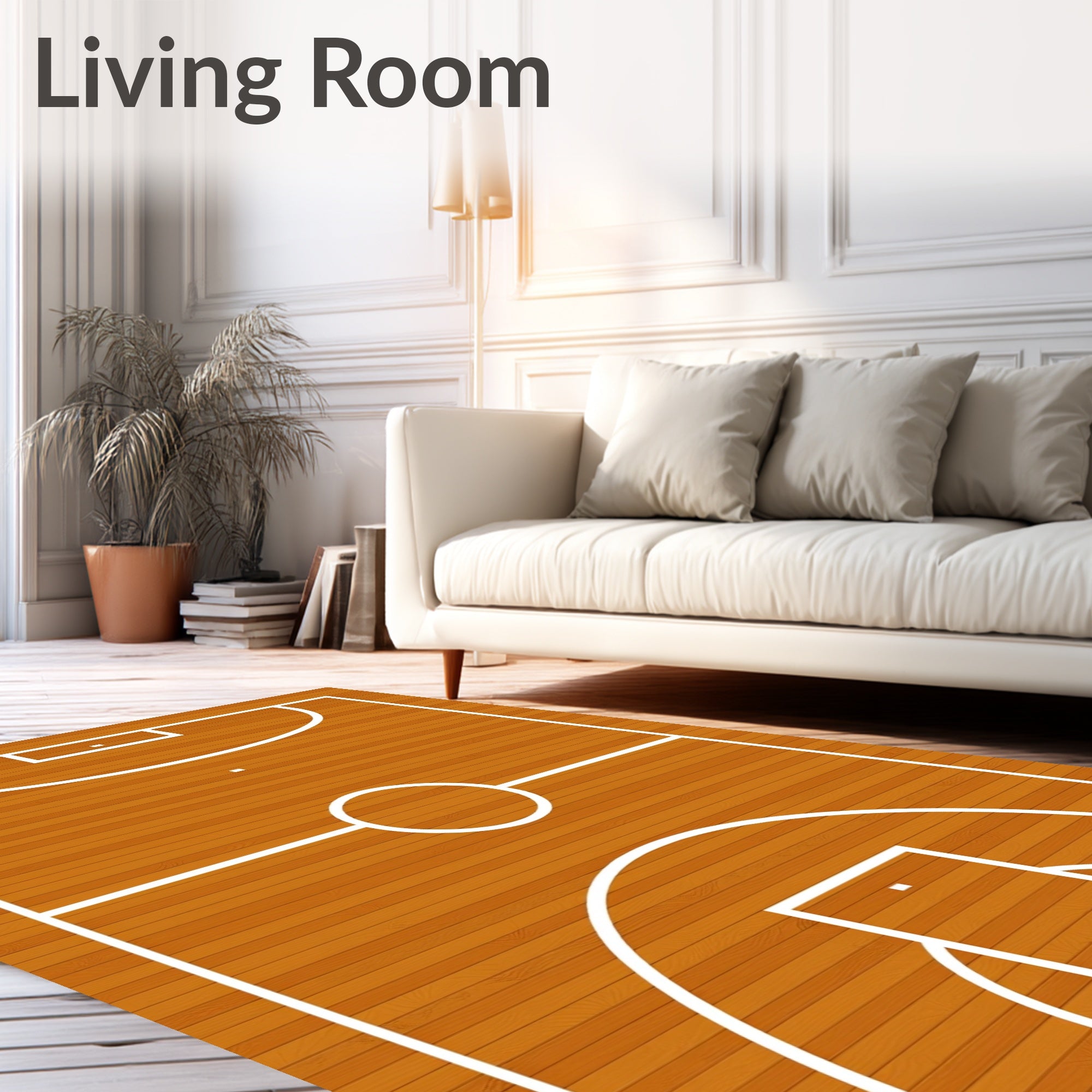Bold Court Lines Wood Grain Rug