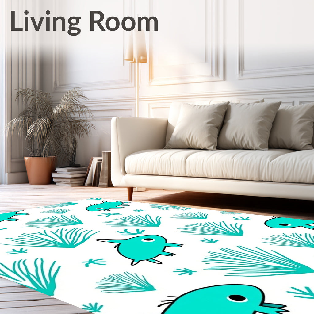 Aqua Fish Coral Whimsy Rug