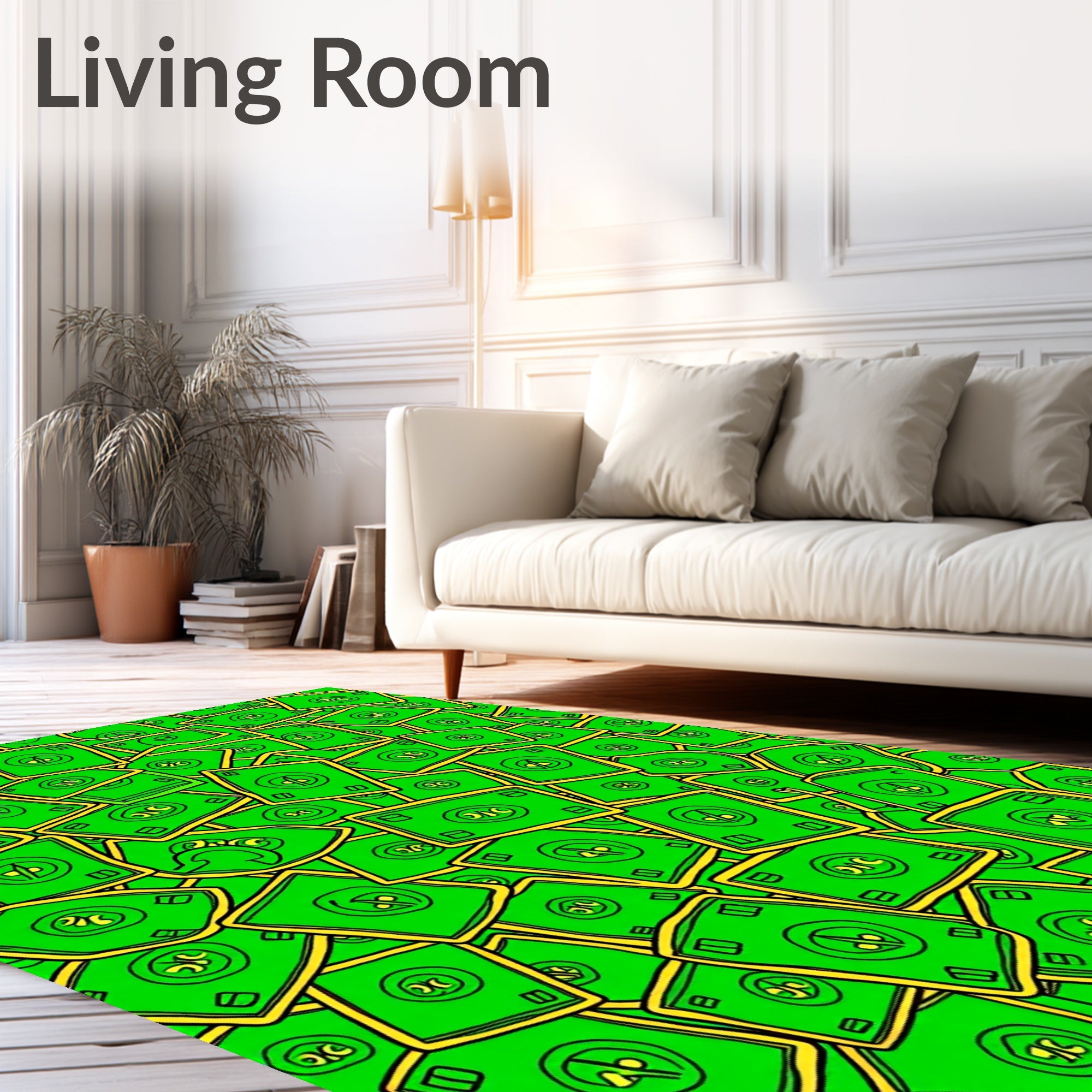 Green Wavy Money Pattern Rug