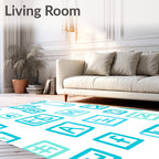Aqua Blue Alphabet Blocks Rug