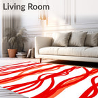Crimson Red Ribbon Whimsical Curve Rug