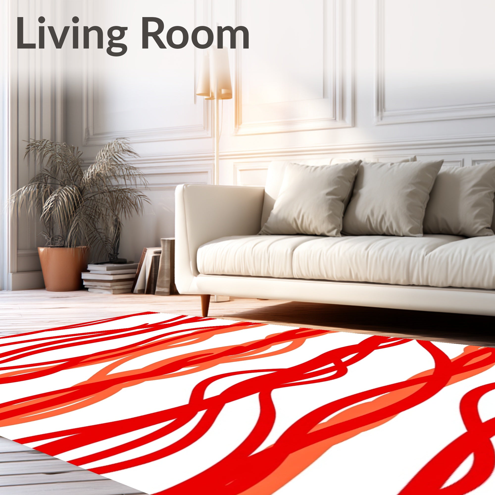 Crimson Red Ribbon Whimsical Curve Rug