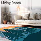 Teal Forest Sunset Horizon Rug