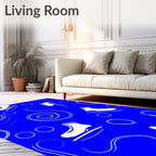 White Ice Skates Royal Blue Swirls Rug