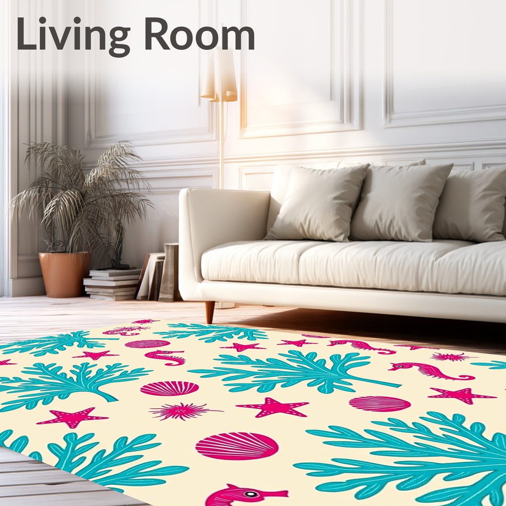 Oceanic Marine Life Coral Seahorse Starfish Rug